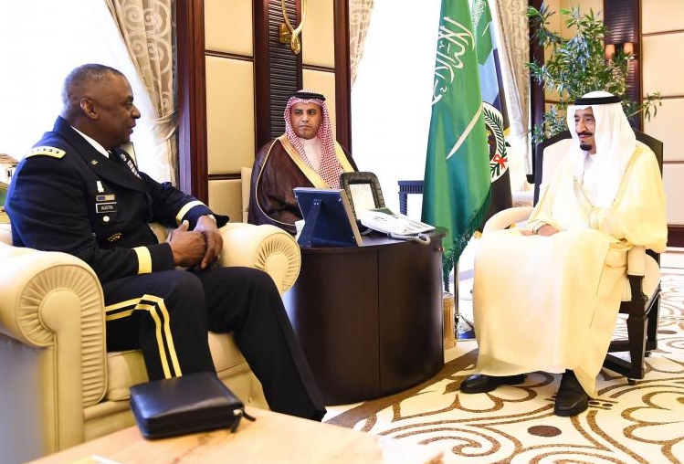 Crown Prince Salman meets with CENTCOM Chief Lloyd Austin III in Riyadh today.