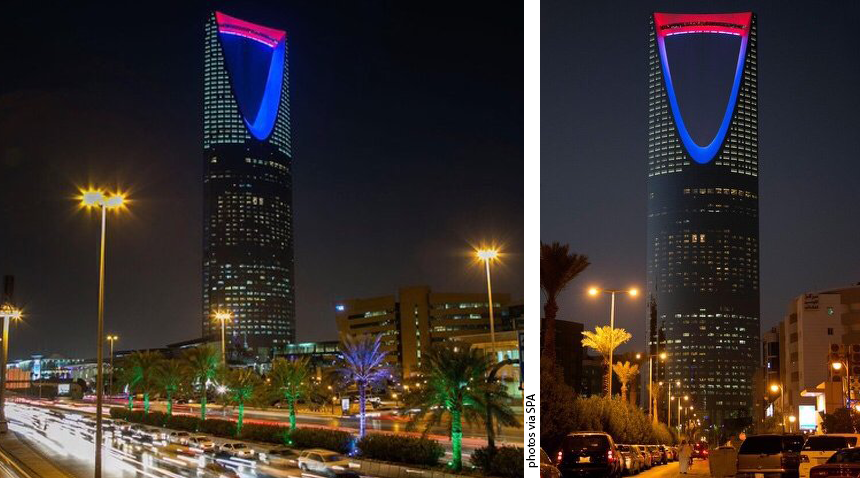 Saudi-capital-Riyadh-lights-up-solidarity-france