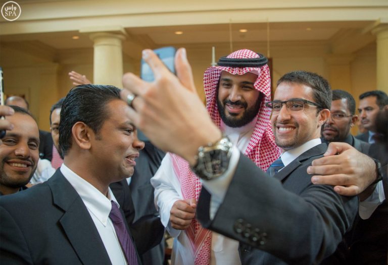 Prince Mohammed with a Saudi student.