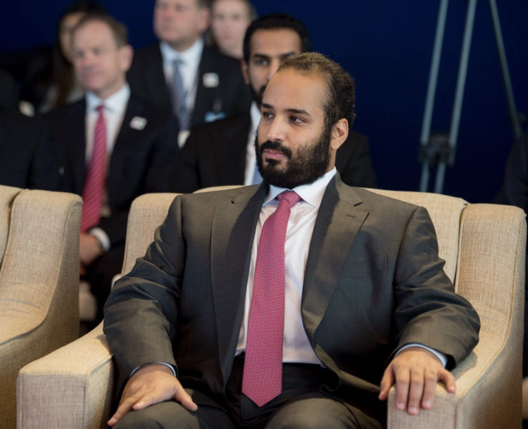 Crown Prince Mohammed bin Salman at a Boeing facility in Washington state.