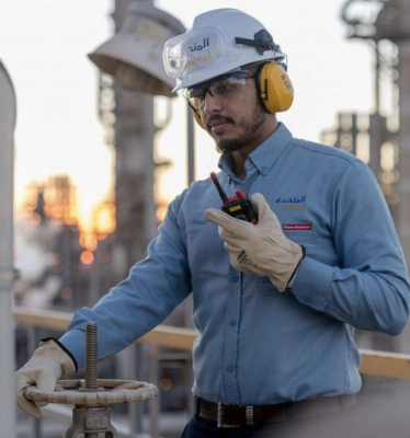 A worker for SABIC in Saudi Arabia.