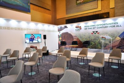 The G20 Media Center gears up to broadcast the event's meetings and sessions to the world.