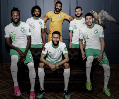 Saudi footballers on the Kingdom's World Cup team. 