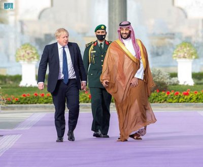 Saudi Arabia's Crown Prince Mohammed bin Salman and British PM Boris Johnson.